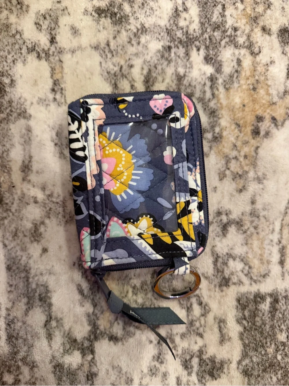 Vera Bradley Navy Floral Quilted Card & Key Holder